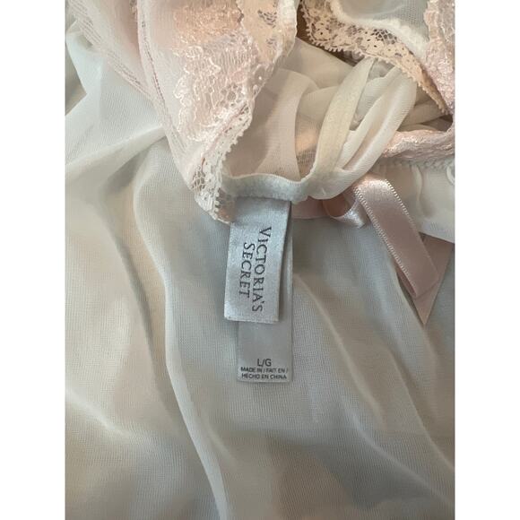 Victorias Secret Cream and Peach Babydoll Size Large Lace Nightgown Dress - Picture 4 of 5